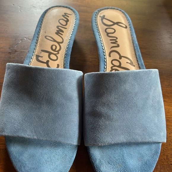 Denim Blue Suede Sam Edelman Slides (8M) - Picture 2 of 5